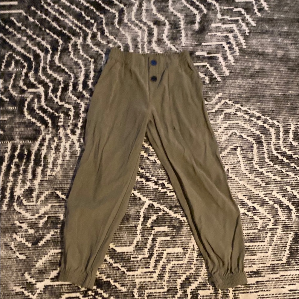 Kids Safari Olive Green High-Waisted Pants
